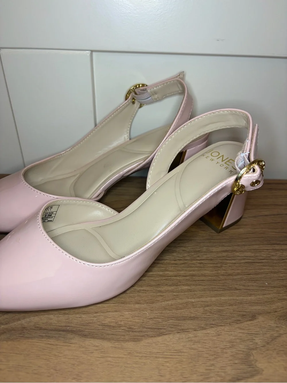 Jones New York Blush Patent Pointed-Toe Slingback Pumps